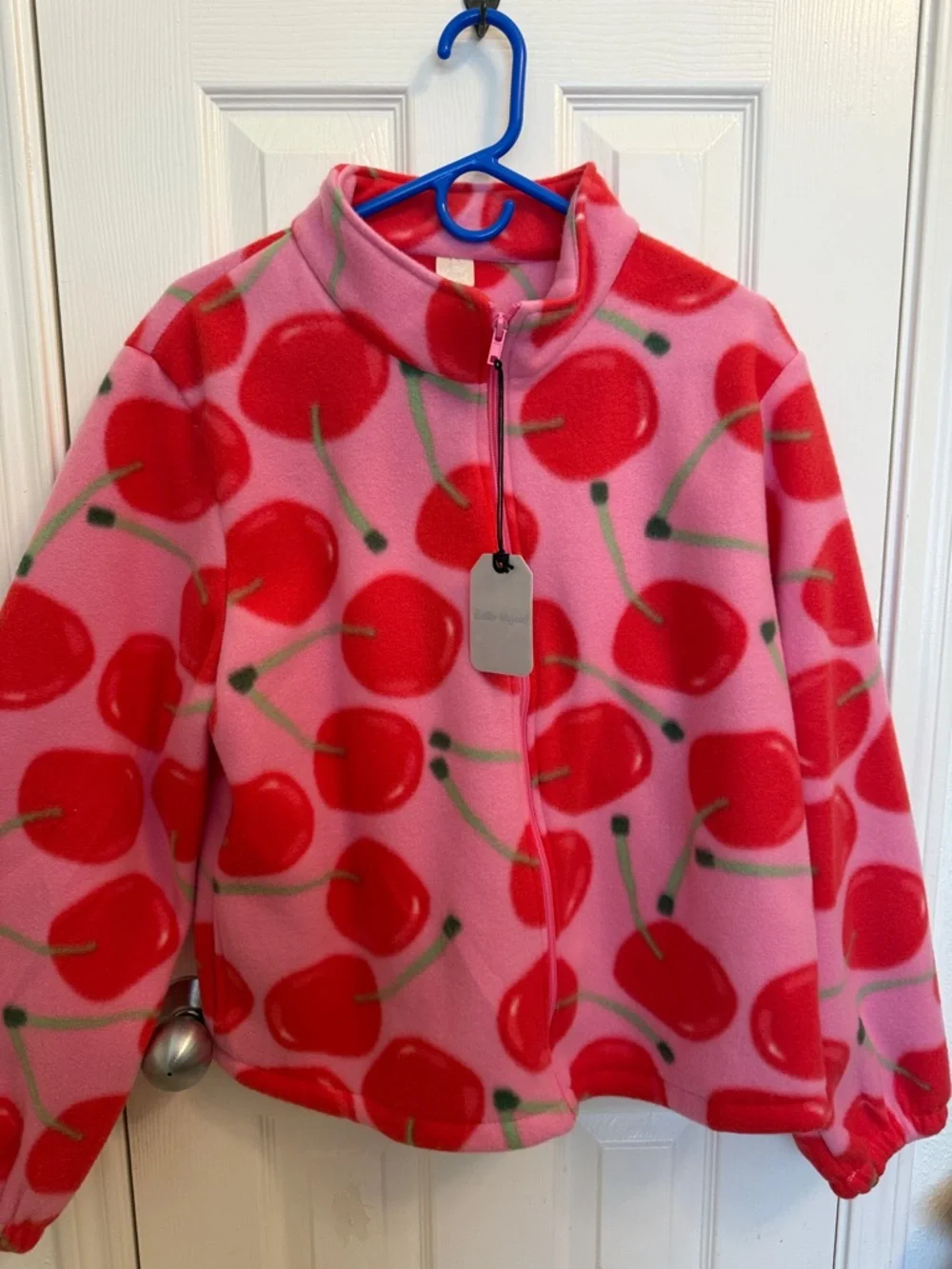 Pink Cherry-Print Fleece Jacket - Unbranded - Picture 1 of 1